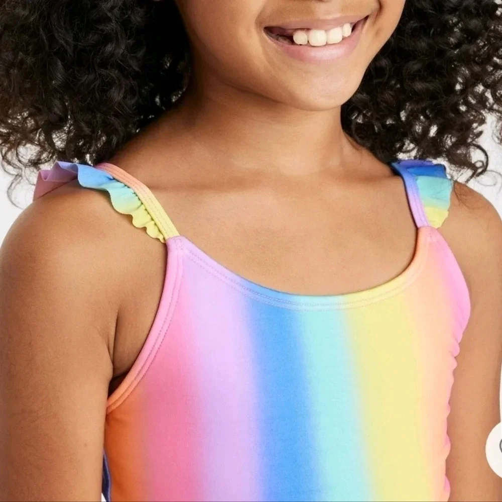 NWT Cat & Jack Girl's Daydream Ombre 1 PC Swimsuit XL 14